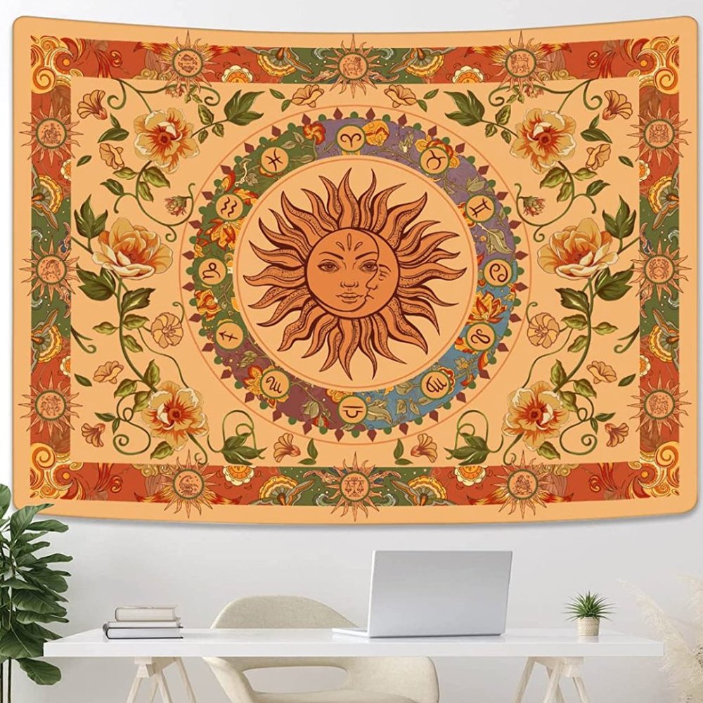 Sun and Moon Hippie Indie Wall Decor Tapestry